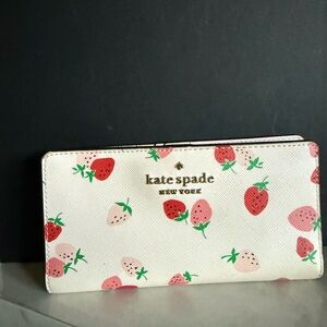 Kate Spade White Wallet with Strawberry Print